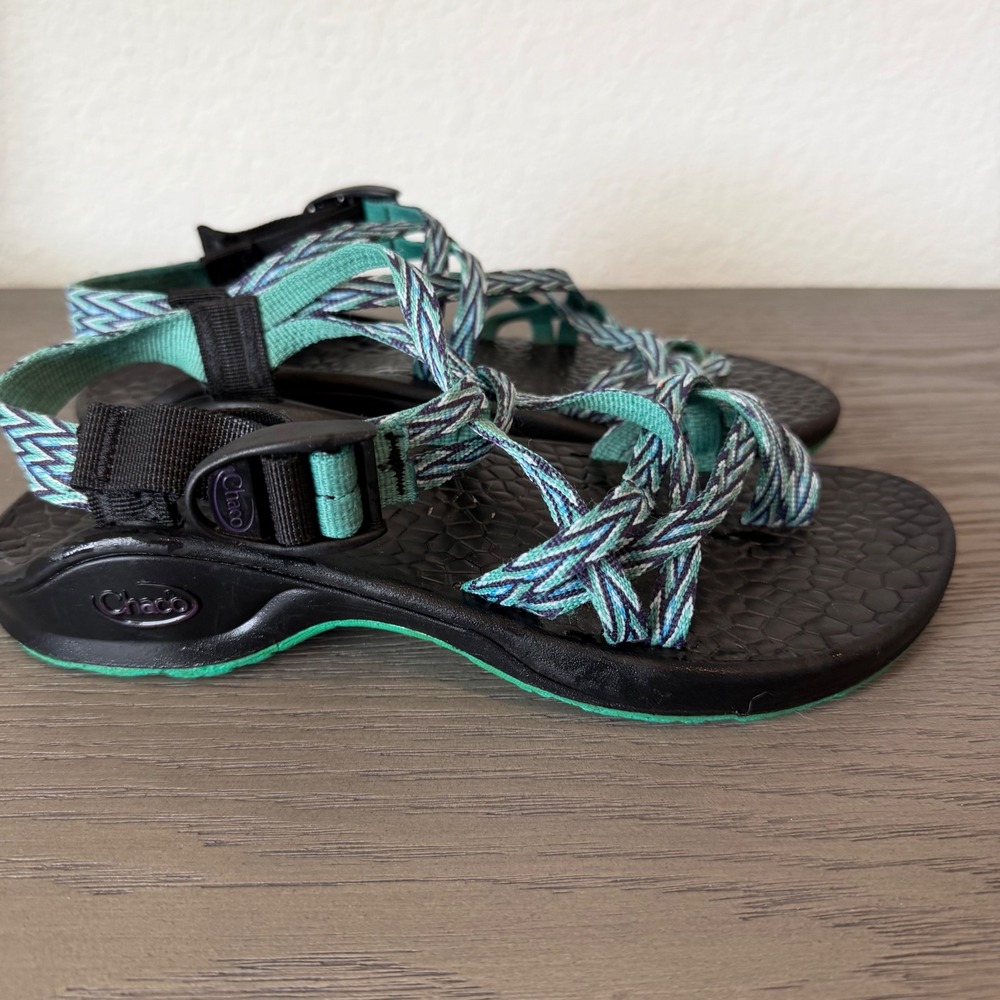 Chaco Z Cloud X2 Sandal Women 7 Teal Purple Double Strap Toe Loop Water Athletic